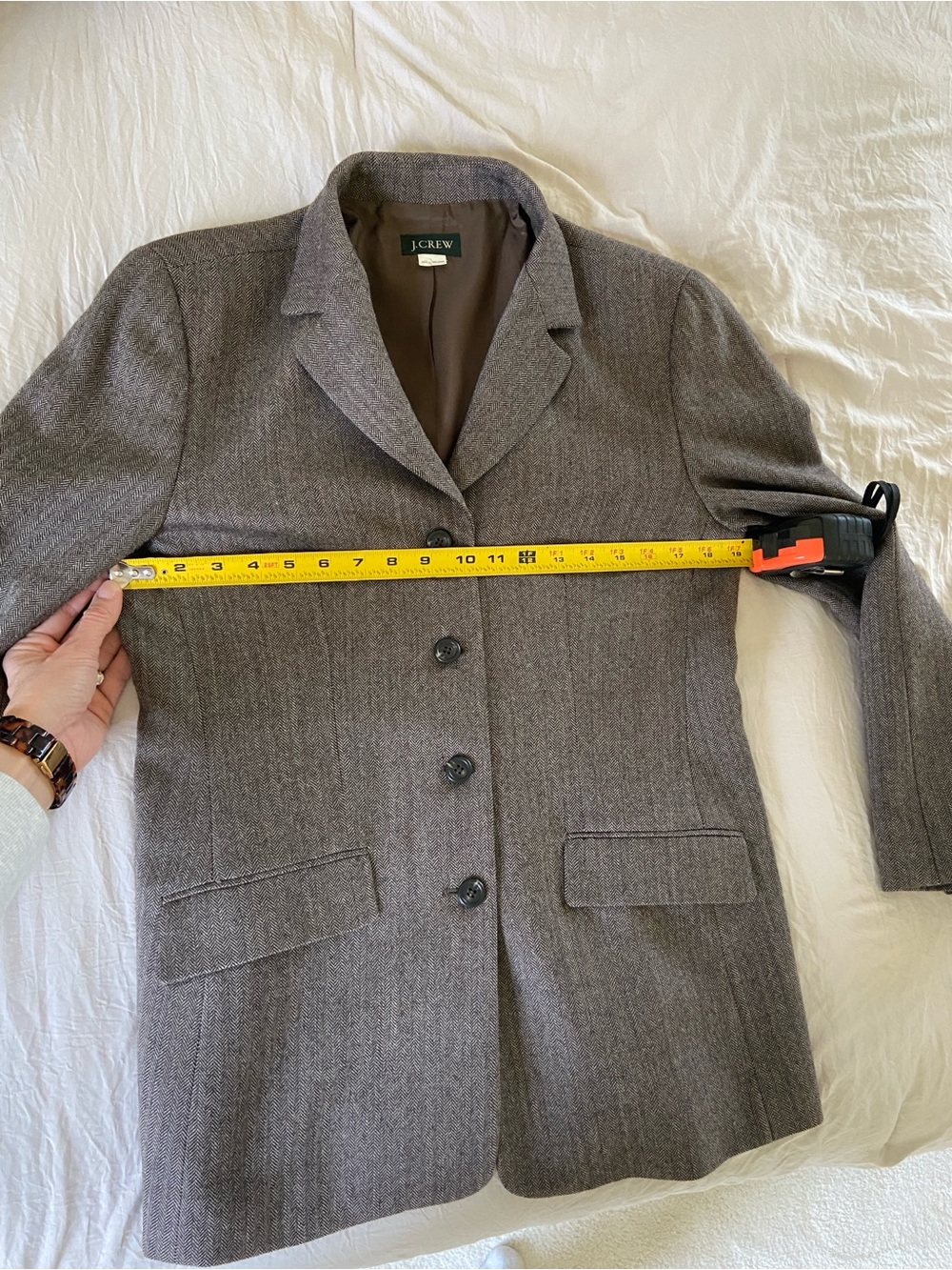 J. Crew Women's Heather Gray Tailored Wool-Blend Blazer